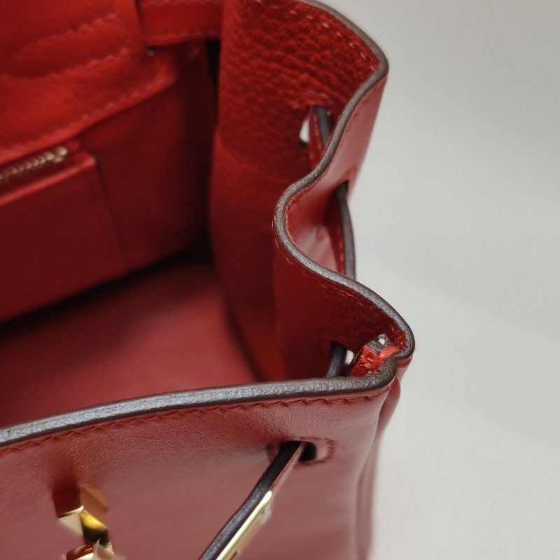 Hermes Birkin鉑金包25旋扣手提包Swift牛皮金扣9J火焰橘A刻-22