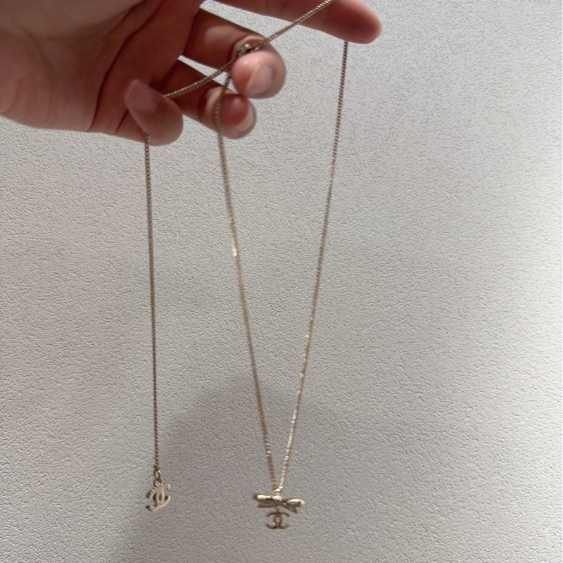 【全❤️】 chanel25k金色小蝴蝶結雙c logo吊墜項鍊項鏈-4