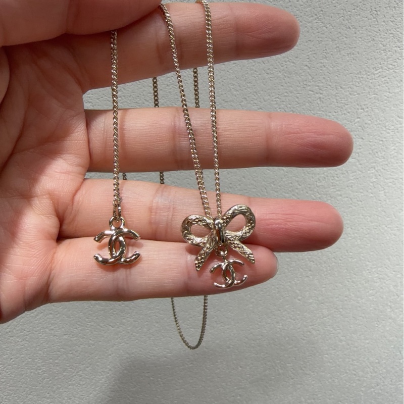 【全❤️】 chanel25k金色小蝴蝶結雙c logo吊墜項鍊項鏈-5