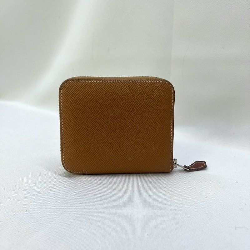 HERMES 金棕Silk'in絲巾短夾-0