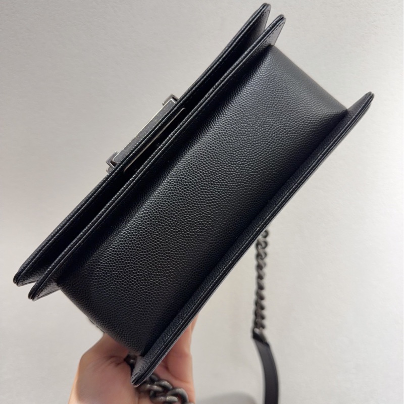 【全🆕 閒置】 chanel 黑銀荔枝皮leboy鏈條包 小號 單肩斜挎包-3