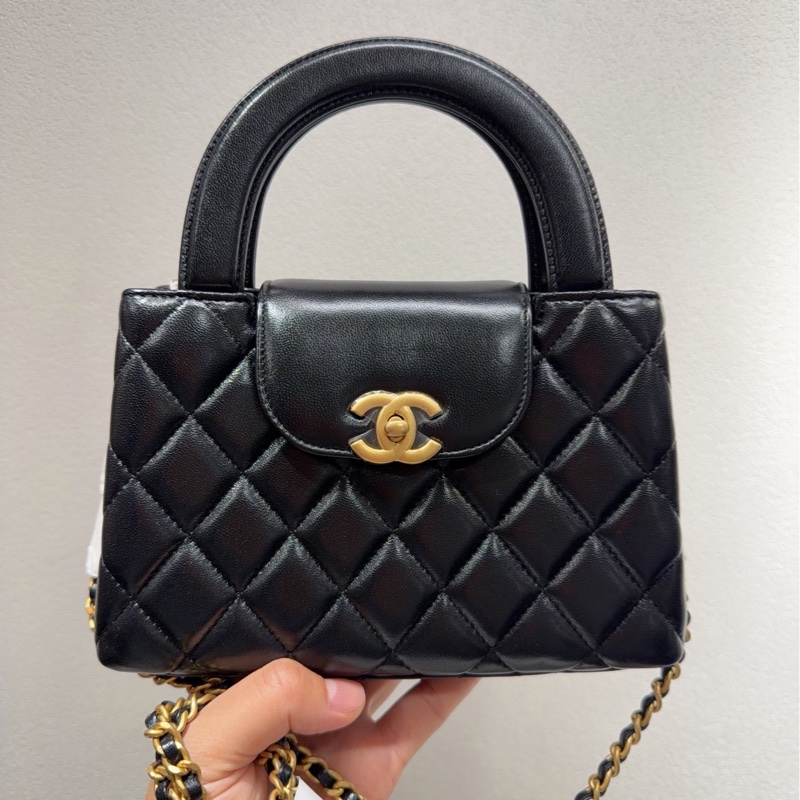 【全🆕 閒置】 chanel 經典25a新款kelly nano手提包鏈條包 黑色金鍊單肩斜挎包 手提袋-0