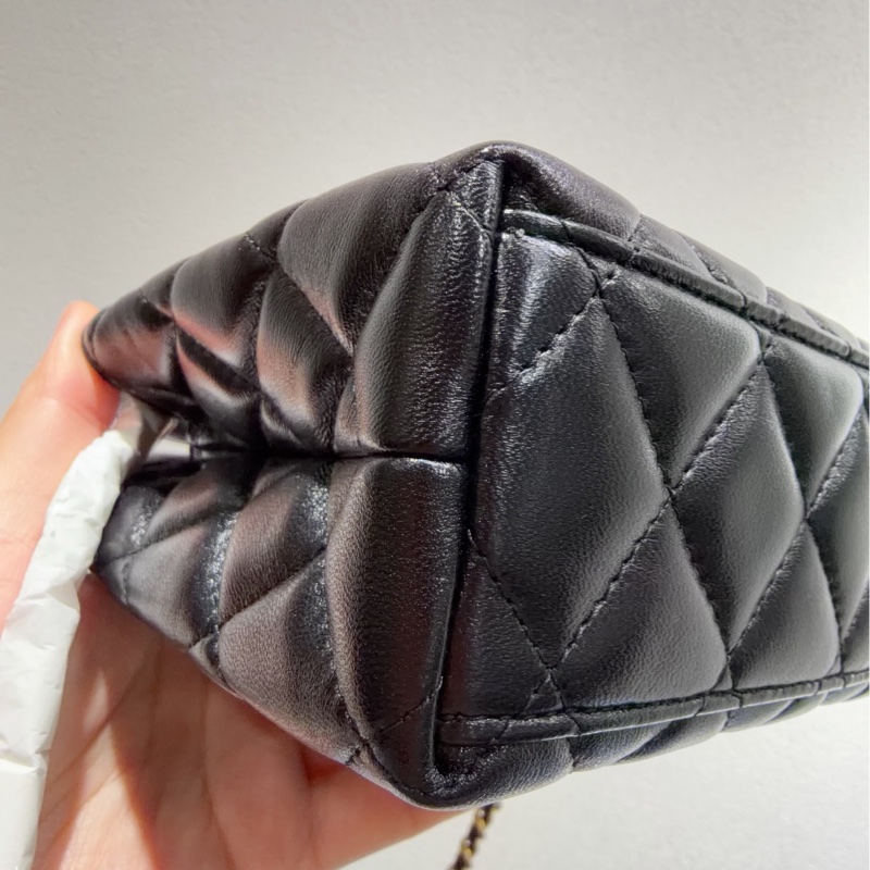 【全🆕 閒置】 chanel 經典25a新款kelly nano手提包鏈條包 黑色金鍊單肩斜挎包 手提袋-5