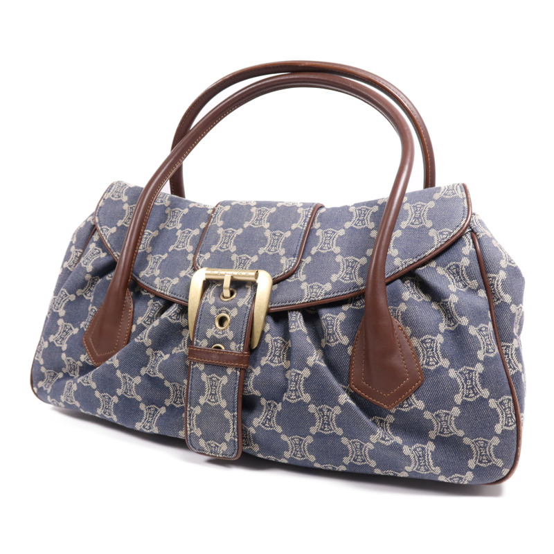 CELINE 牛仔布/皮革Macadam Hand Bag金扣手挽袋-2