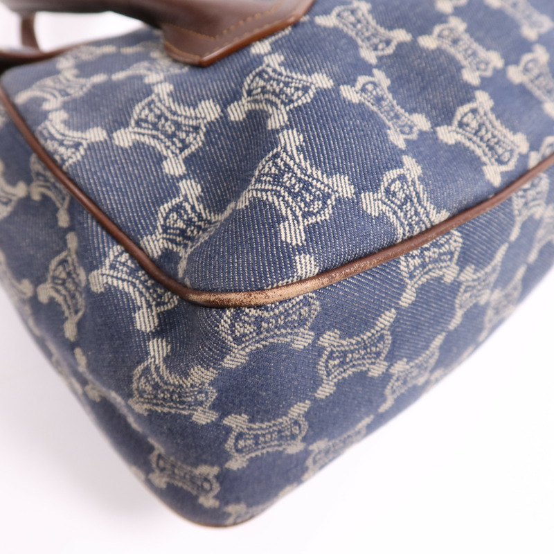 CELINE 牛仔布/皮革Macadam Hand Bag金扣手挽袋-7