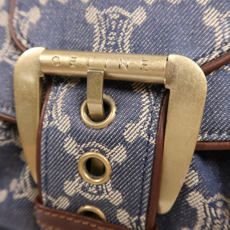 CELINE 牛仔布/皮革Macadam Hand Bag金扣手挽袋-8