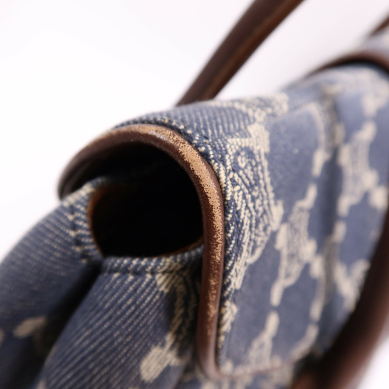 CELINE 牛仔布/皮革Macadam Hand Bag金扣手挽袋-11