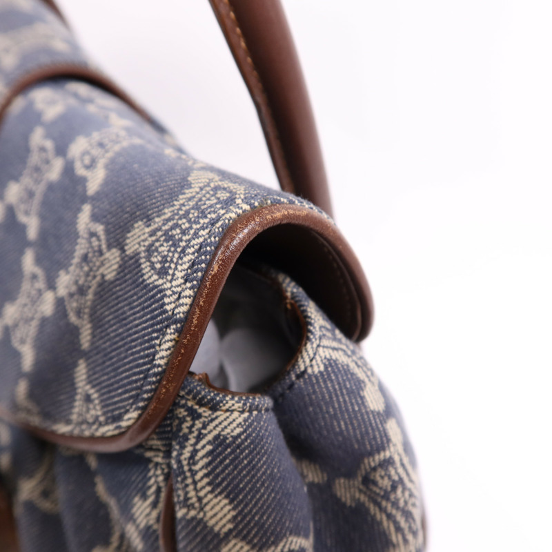 CELINE 牛仔布/皮革Macadam Hand Bag金扣手挽袋-12