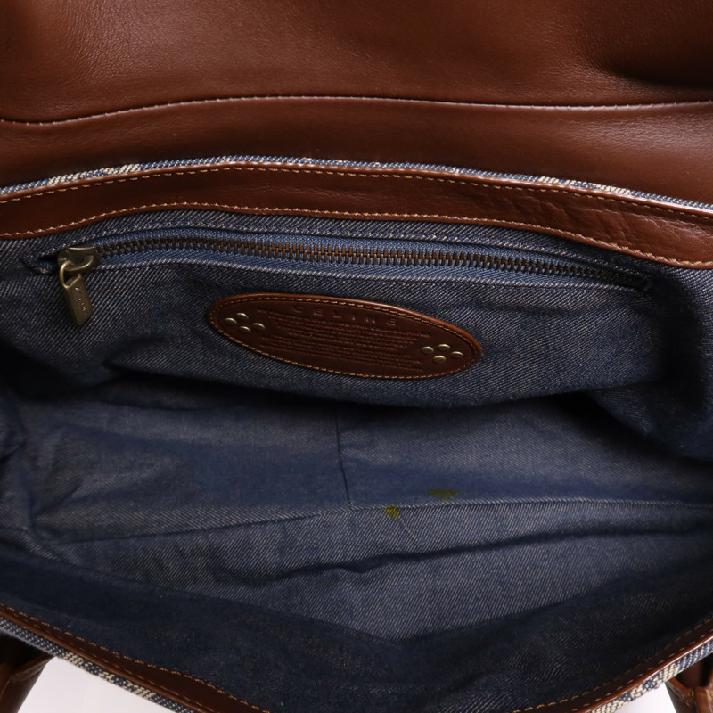 CELINE 牛仔布/皮革Macadam Hand Bag金扣手挽袋-16