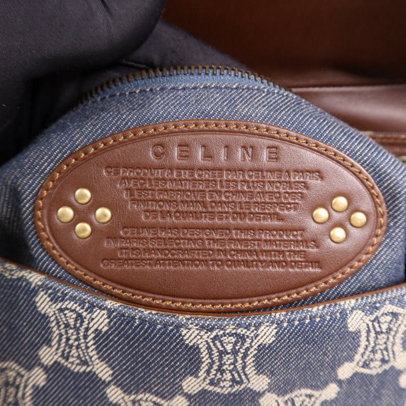 CELINE 牛仔布/皮革Macadam Hand Bag金扣手挽袋-18
