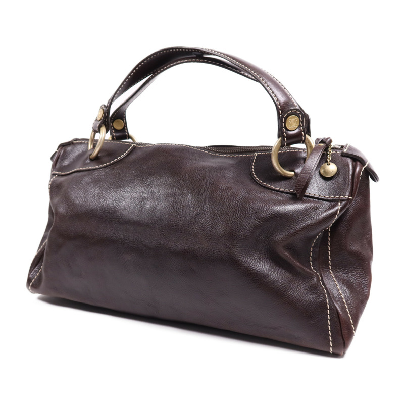 CELINE 牛皮皮革Bowling Bag金扣肩背袋-2