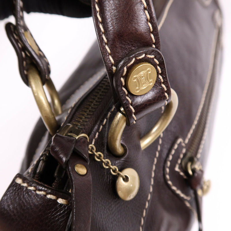 CELINE 牛皮皮革Bowling Bag金扣肩背袋-10