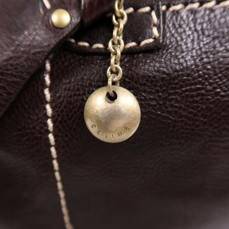 CELINE 牛皮皮革Bowling Bag金扣肩背袋-12