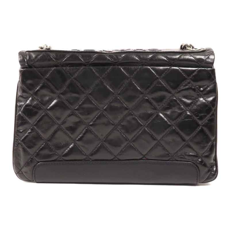 CHANEL 牛皮皮革Chain Shoulder銀扣肩背袋-1