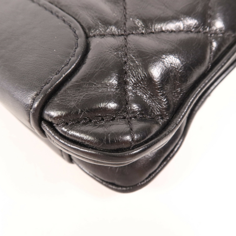 CHANEL 牛皮皮革Chain Shoulder銀扣肩背袋-7