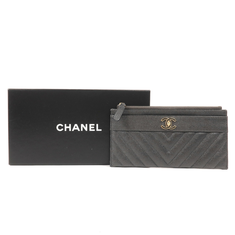 CHANEL 牛皮皮革Wallet金扣長錢包-11