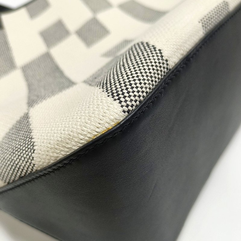 HERMES Cabas H En Biais 白色帆布提花肩背包手提包-8