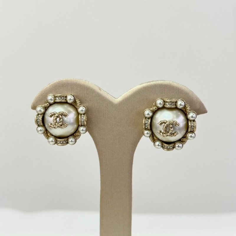 CHANEL霧金大珍珠耳環-0