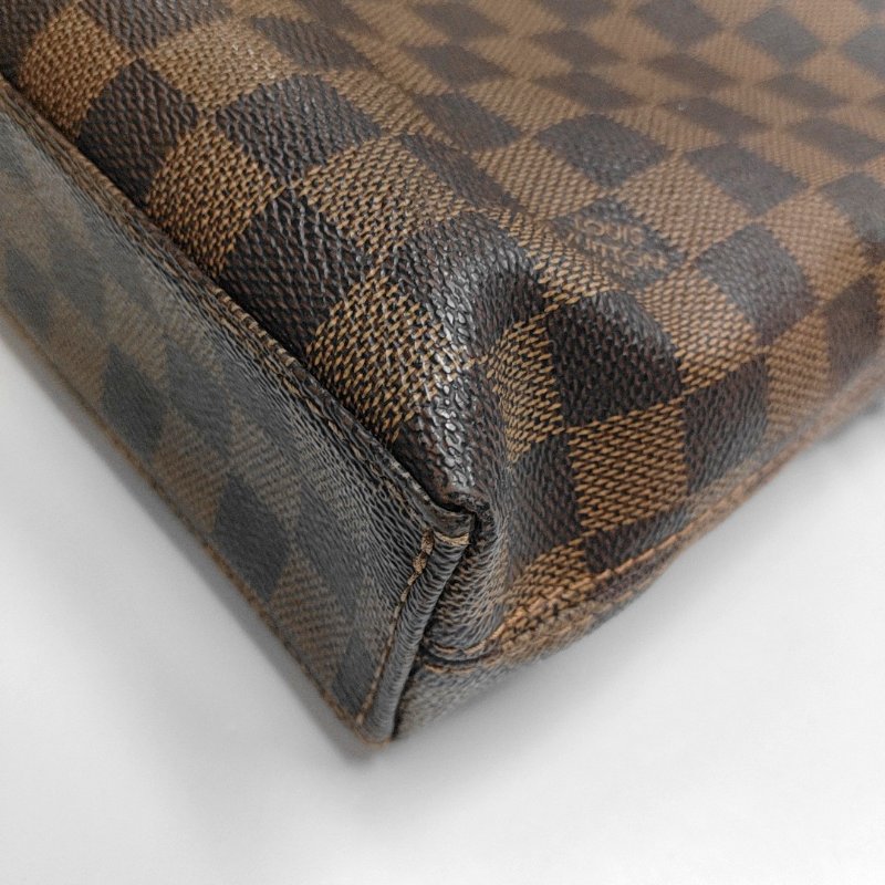 LOUIS VUITTON PORTE-DOCUMENTS 電腦公事包 棕色塗層帆布棋盤格手提包肩背包 金色五金-7