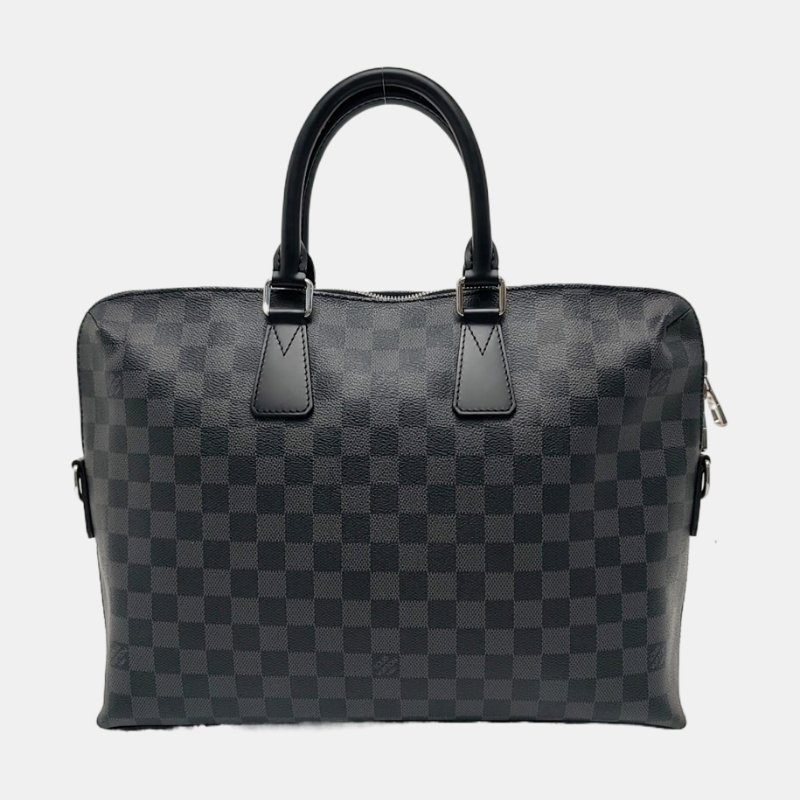 LOUIS VUITTON PORTE-DOCUMENTS 電腦公事包 灰色塗層帆布棋盤格手提包 銀色五金-4