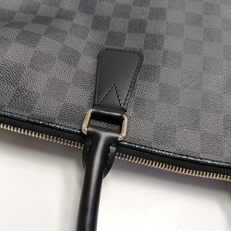 LOUIS VUITTON PORTE-DOCUMENTS 電腦公事包 灰色塗層帆布棋盤格手提包 銀色五金-7