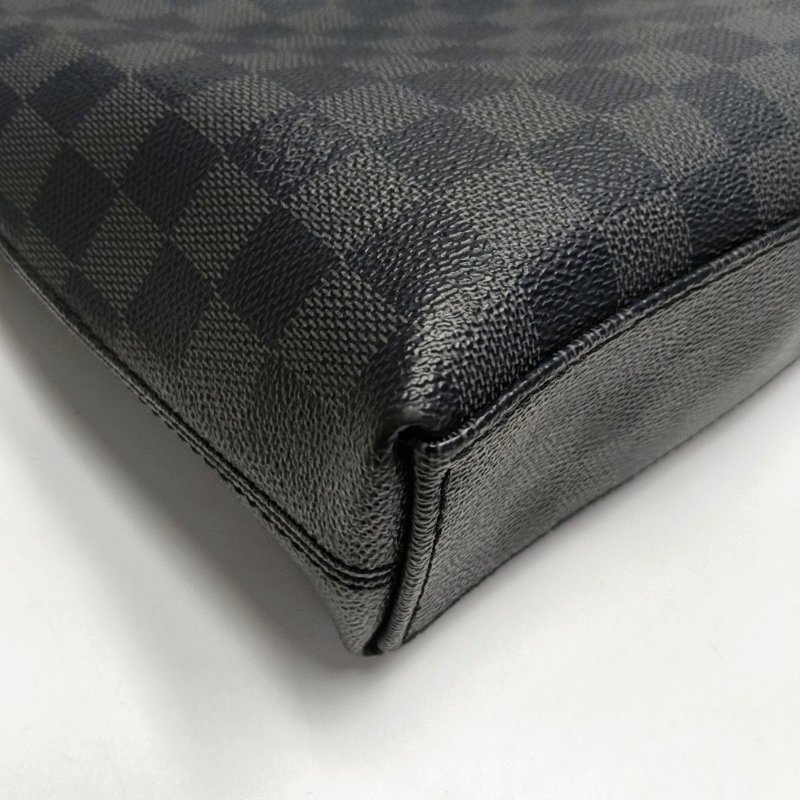 LOUIS VUITTON PORTE-DOCUMENTS 電腦公事包 灰色塗層帆布棋盤格手提包 銀色五金-8