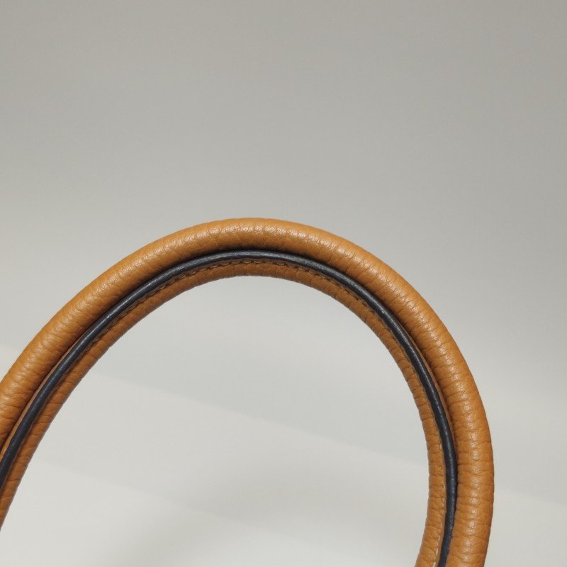 Hermes Garden Party花園包30手提包Negonda牛皮帆布銀扣9R酸橙黃37金棕A刻-15