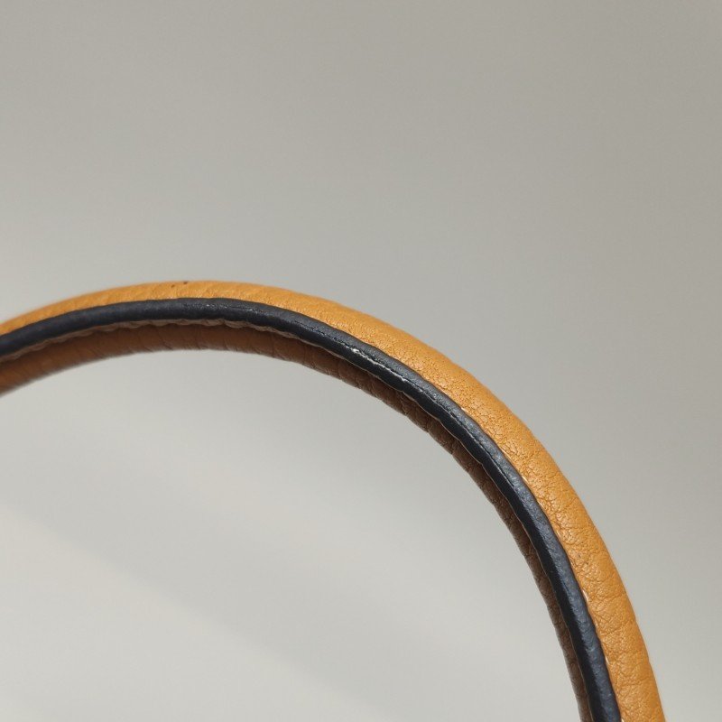 Hermes Garden Party花園包30手提包Negonda牛皮帆布銀扣9R酸橙黃37金棕A刻-16