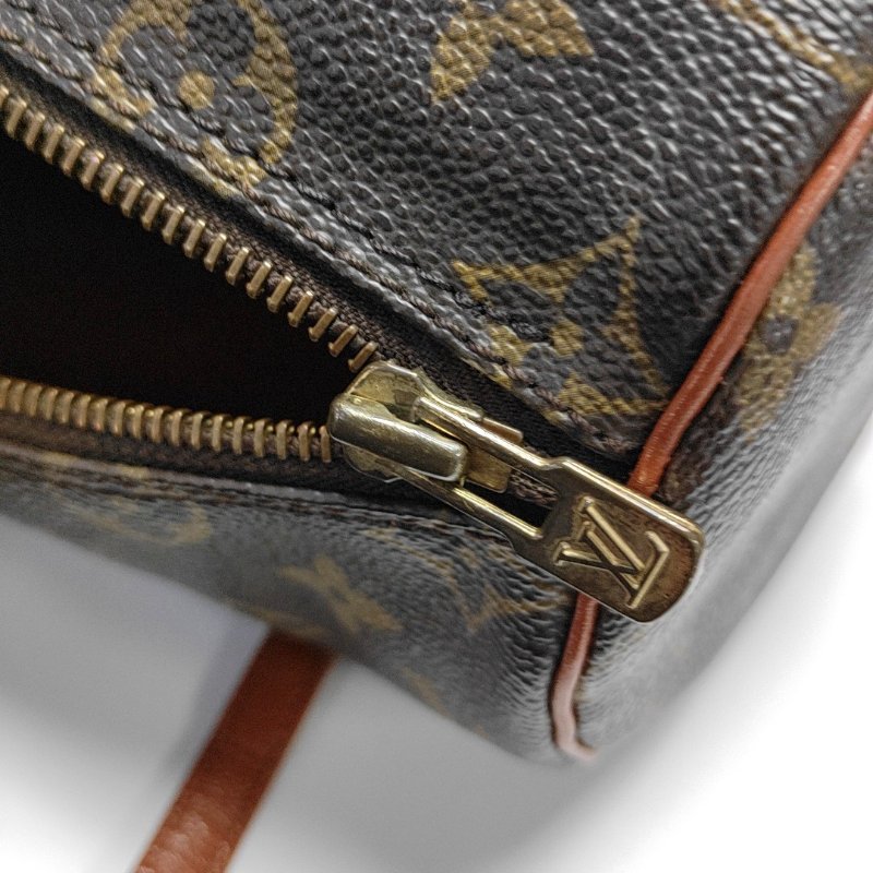 LOUIS VUITTON PAPILLON 26 棕色塗層帆布老花巴比龍手提包 金色五金 中古款-13