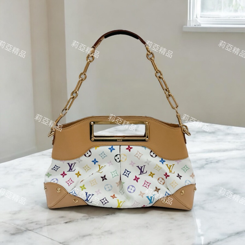 莉亞精品♡ LV 白三彩手提肩背包 二手美包-0