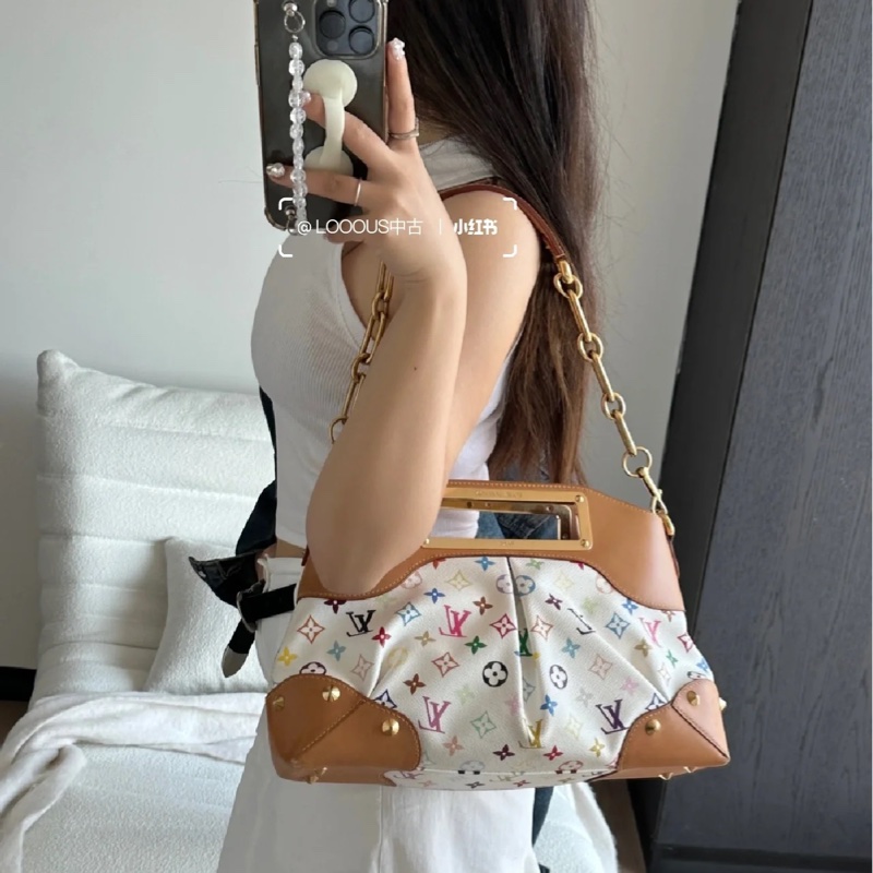 莉亞精品♡ LV 白三彩手提肩背包 二手美包-1