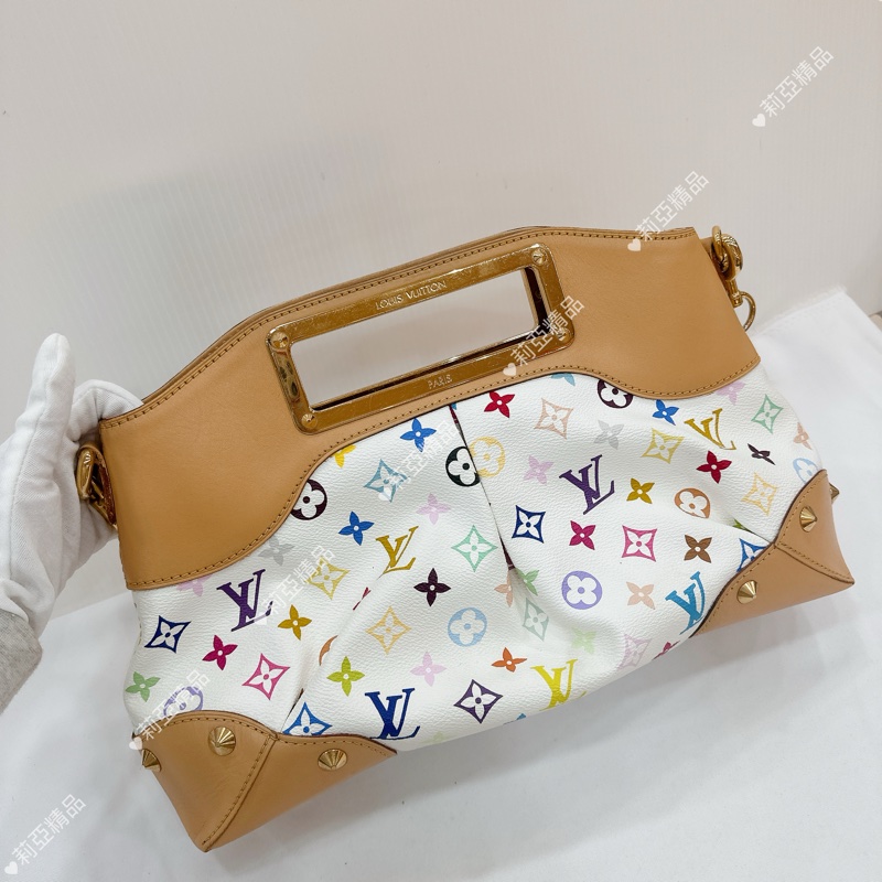 莉亞精品♡ LV 白三彩手提肩背包 二手美包-2