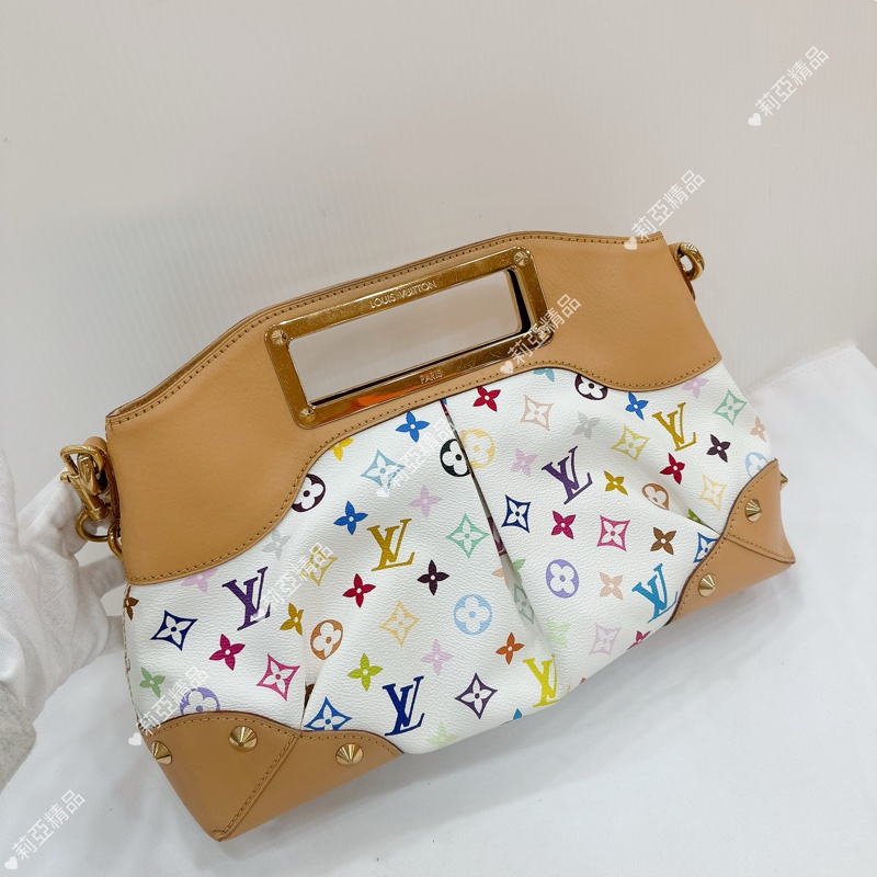 莉亞精品♡ LV 白三彩手提肩背包 二手美包-3