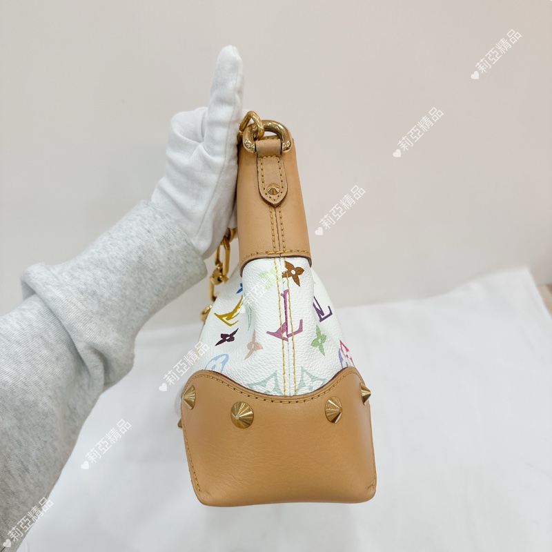 莉亞精品♡ LV 白三彩手提肩背包 二手美包-4