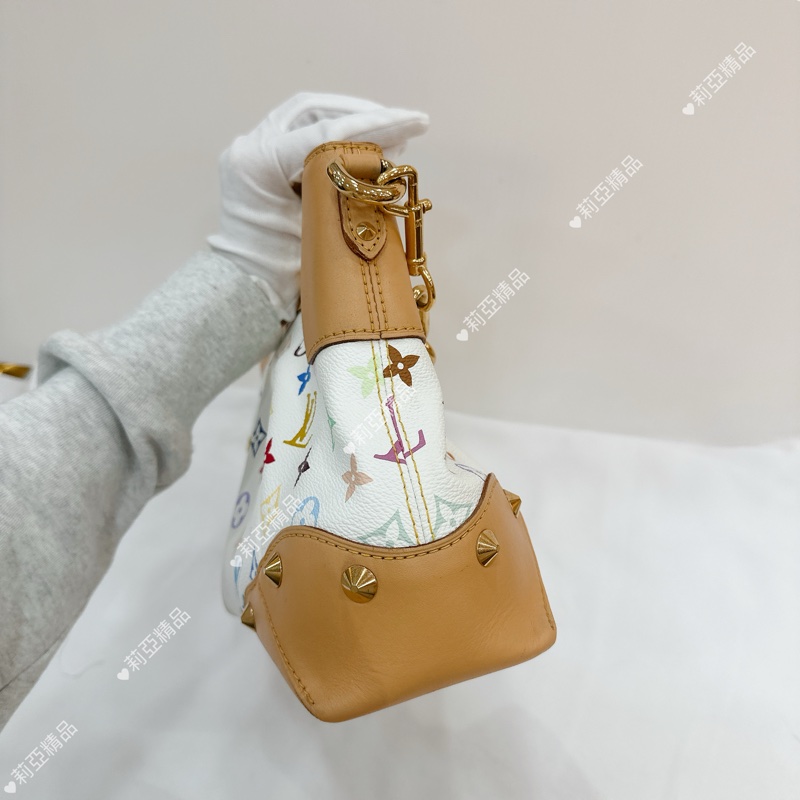 莉亞精品♡ LV 白三彩手提肩背包 二手美包-5