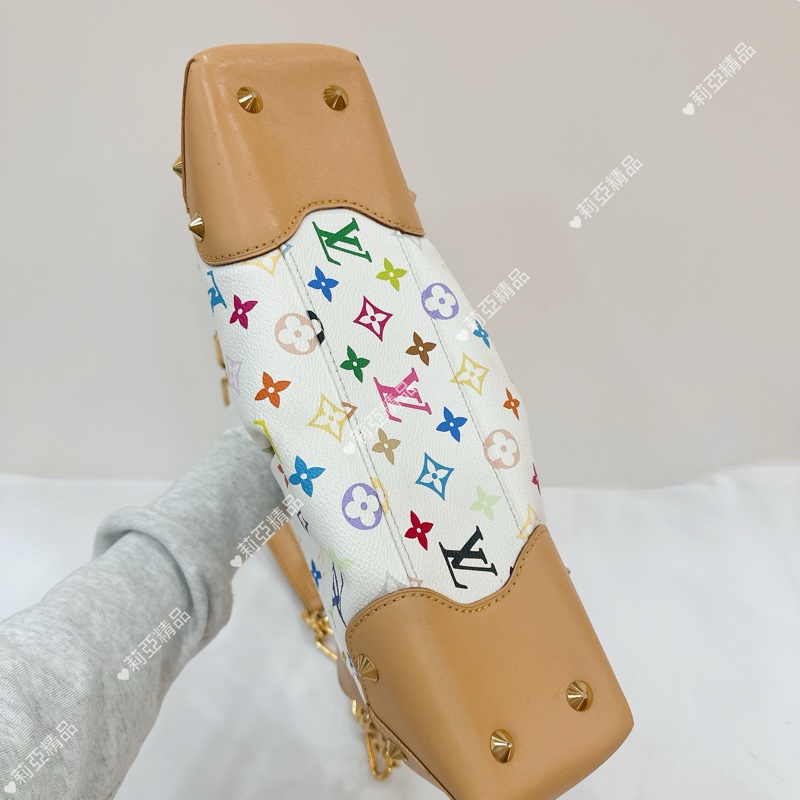 莉亞精品♡ LV 白三彩手提肩背包 二手美包-6