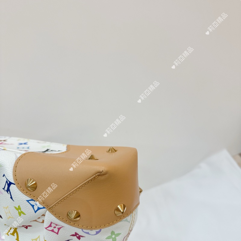 莉亞精品♡ LV 白三彩手提肩背包 二手美包-9