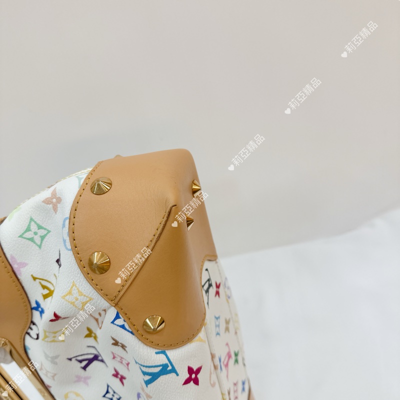 莉亞精品♡ LV 白三彩手提肩背包 二手美包-11