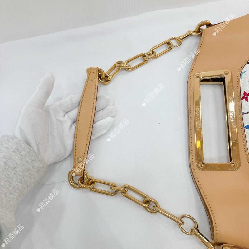 莉亞精品♡ LV 白三彩手提肩背包 二手美包-12