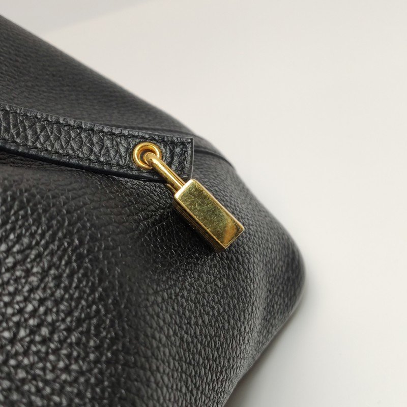 Hermes Picotin菜籃包18手提包Clemence(TC)牛皮金扣89黑色U刻 鑰匙缺失-11