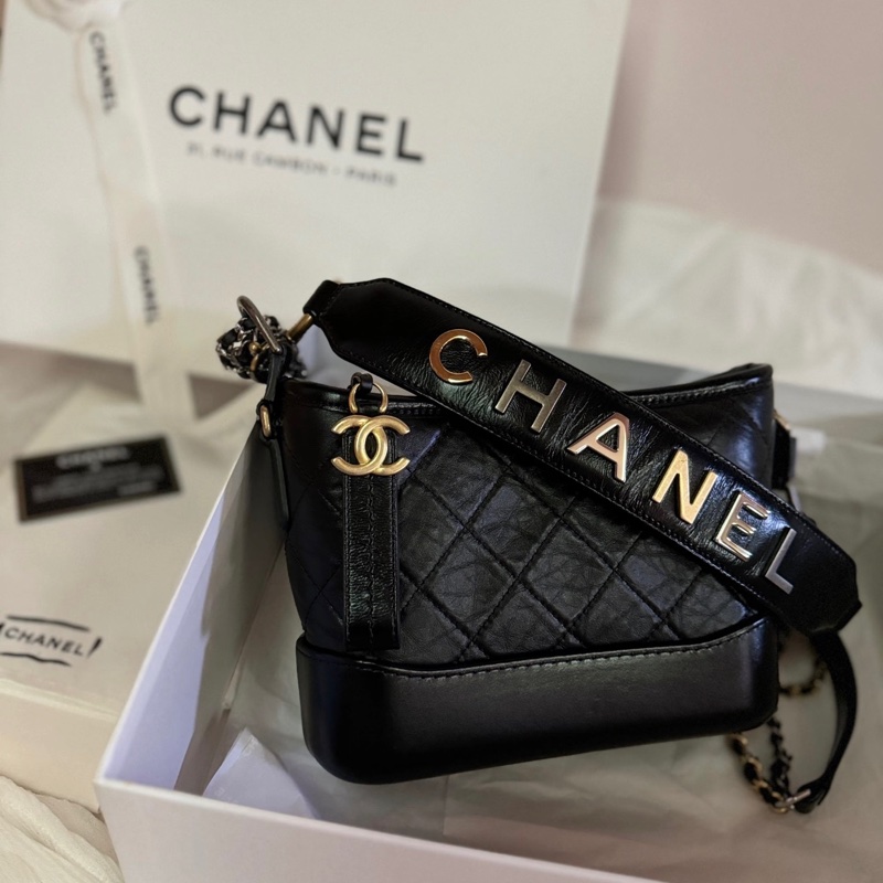 Chanel 香奈兒 ❤︎巴黎總店白盒❤︎黑色提把流浪包小號 29開-0