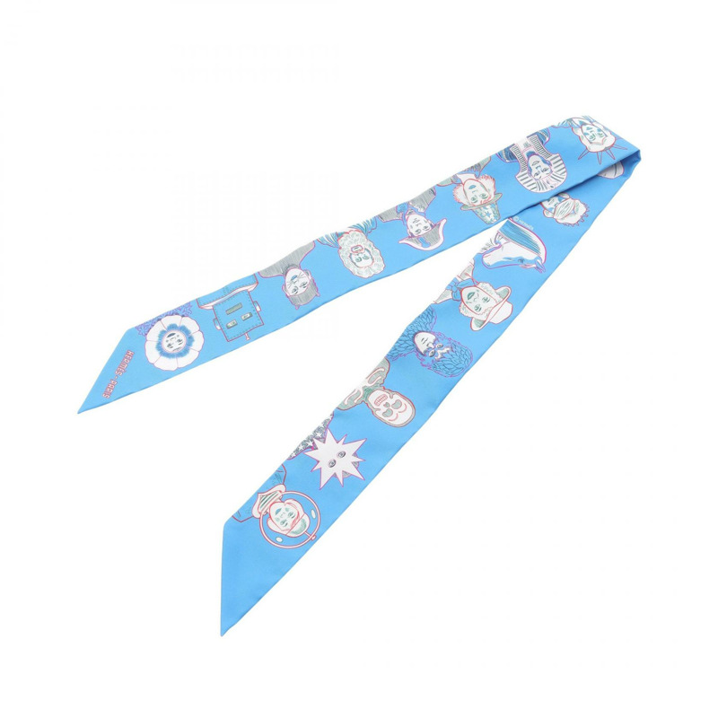 HERMES Twilly DRESS CODE 圍巾 絲綢 藍色 多色 二手 女士-3