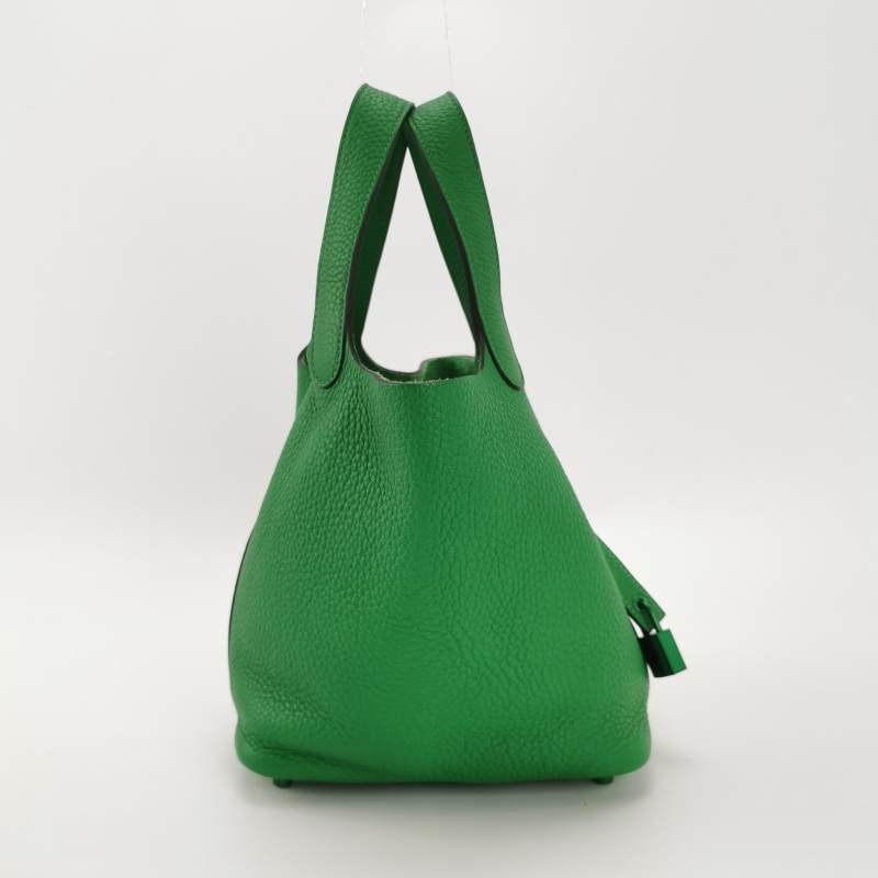 Hermes Picotin菜籃子包18手提包Clemence(TC)牛皮1K竹子綠Z刻-3