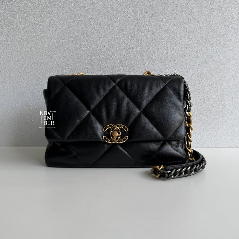 99新🆕 Chanel 香奈兒 19 Bag 黑金中號-0