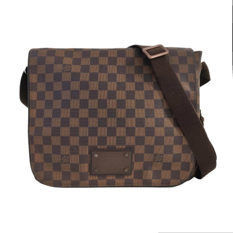 LOUIS VUITTON DISTRICT 中號 棕色塗層帆布棋盤格斜背包肩背包 棕色五金-0