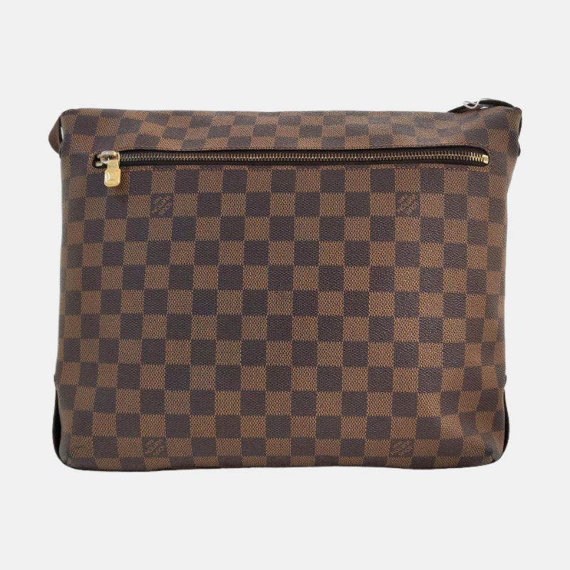 LOUIS VUITTON DISTRICT 中號 棕色塗層帆布棋盤格斜背包肩背包 棕色五金-4