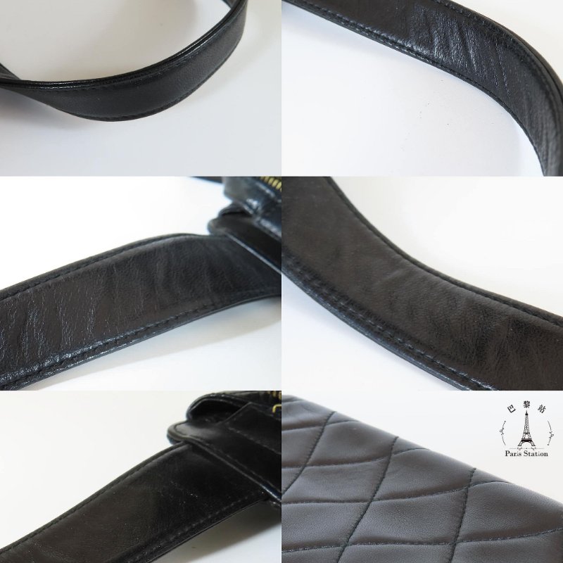 【巴黎站二手名牌專賣店】*現貨*CHANEL香奈兒真品*黑色菱格紋小羊皮雙C縫線方形拉鍊單肩包 手提包 豆腐包-5