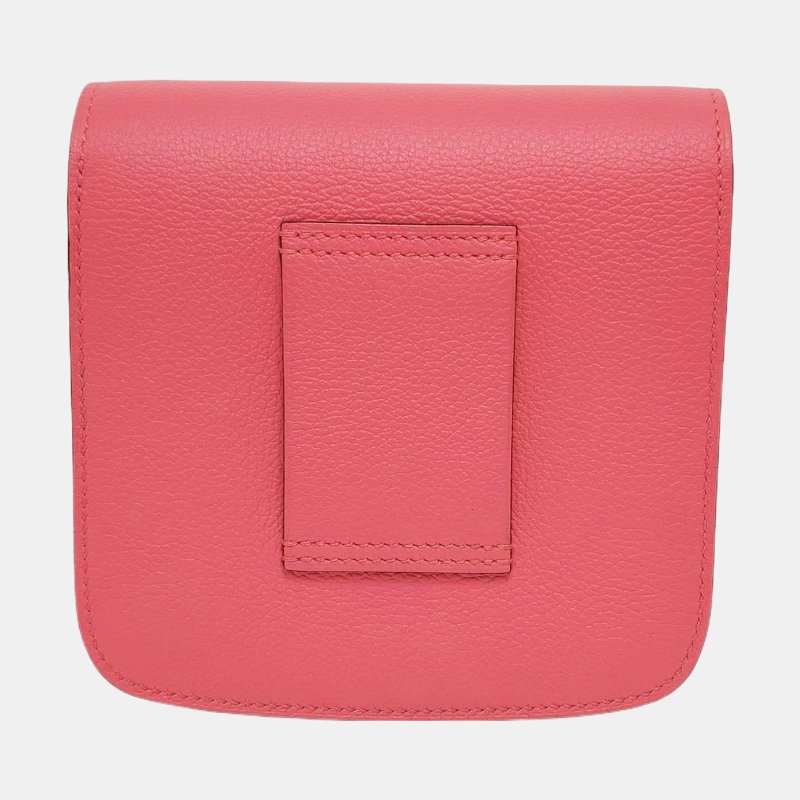 HERMES 2002 12 夏日粉Evercolor牛皮皮夾 銀色五金 D刻-4