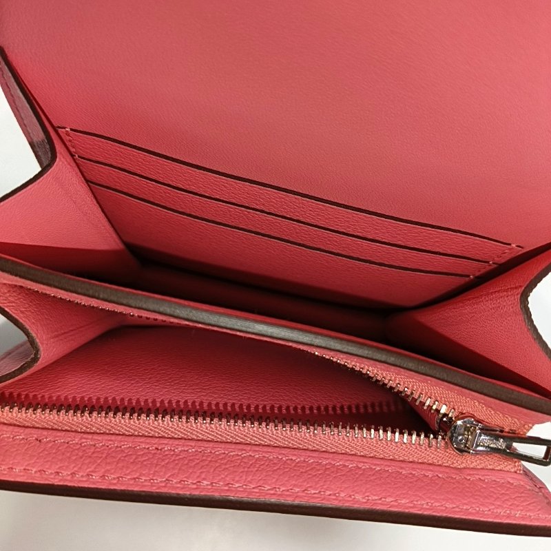 HERMES 2002 12 夏日粉Evercolor牛皮皮夾 銀色五金 D刻-6