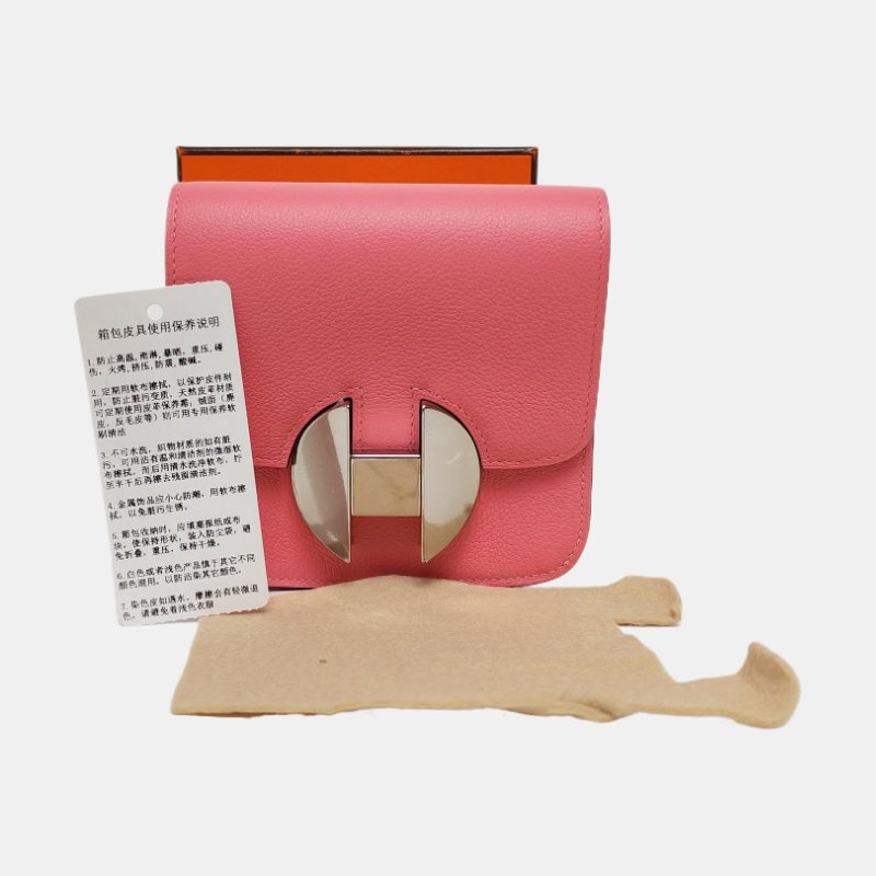 HERMES 2002 12 夏日粉Evercolor牛皮皮夾 銀色五金 D刻-7